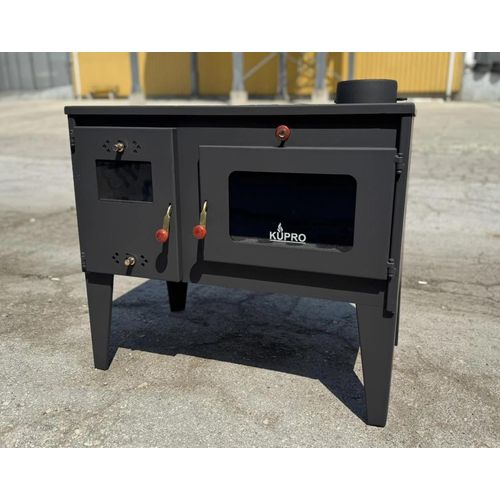 Kaminofen 6kW Alegra Holzofen mit Backfach Herdplatte Küchenherd Ofen Holz
