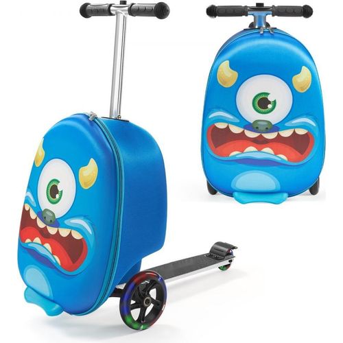 Roller Koffer Kinder 20L - Scooter Reisekoffer max. 50kg - Kinderroller Koffer Blau