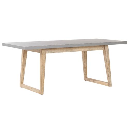 BELIANI Tisch Grau / Heller holzfarbton Faserzement / Akazienholz 180 x 90 cm Indoor & Outdoor Garten Schlafzimmer Wohnzimmer