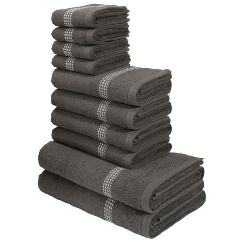 Handtuch Set MY HOME "Kapra, Premium Handtücher, 100% Baumwolle, 500 gr/m²", grau, 10 tlg., Frottier, Frottier, Obermaterial: 100% Baumwolle, Handtuch-Sets, 10-tlg. Handtuch-Set: 2 Duschtücher, 4 Handtücher, 4 Gästehandtücher