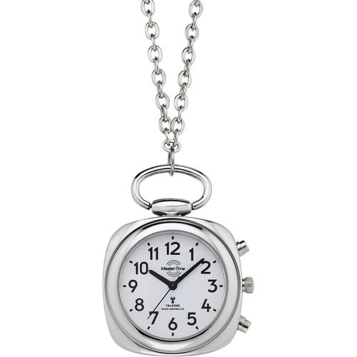 Kettenuhr MASTER TIME "Sprechende Kettenuhr, MTUA-10810-12M", silber (silberfarben), Taschenuhren, Damen, Quarzuhr, Damenuhr, Funkuhr, Schwesternuhr