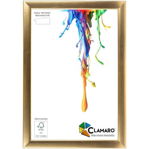 Bilderrahmen Gold 53G Neo Collage CLAMARO nach Maß modern Holz, Größe:140x100