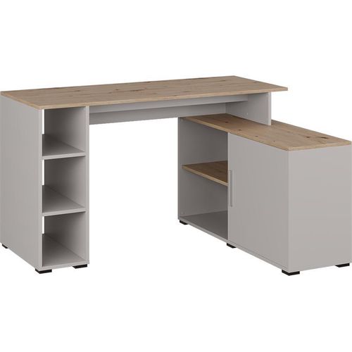 Vicco Eckschreibtisch Rudy, 135 x 110 cm mit Regalen, Cashmere/Artisan