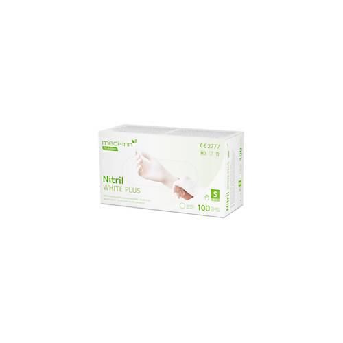 Einmalhandschuhe Medi-Inn® PS Nitril White Plus, für links/rechts, puderfrei, nicht steril, allergikergeeignet, Größe S, Nitril, weiß, 100 Stück
