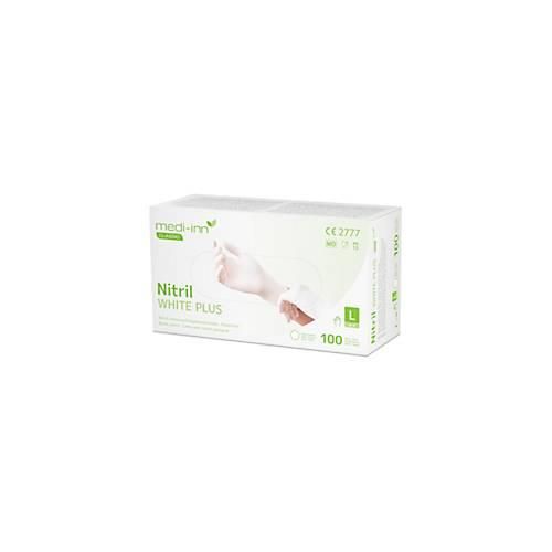Einmalhandschuhe Medi-Inn® PS Nitril White Plus, für links/rechts, puderfrei, nicht steril, allergikergeeignet, Größe L, Nitril, weiß, 100 Stück