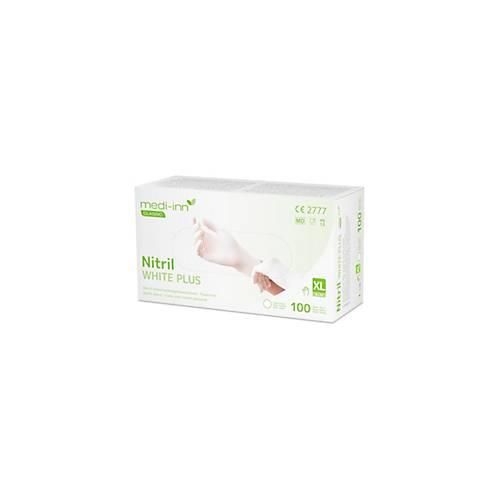 Einmalhandschuhe Medi-Inn® PS Nitril White Plus, für links/rechts, puderfrei, nicht steril, allergikergeeignet, Größe XL, Nitril, weiß, 100 Stück