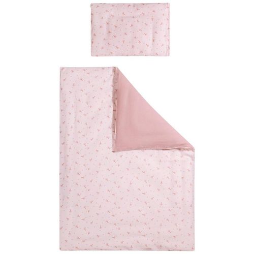 Patinio Kinderbettwäsche Musselin Flora , Rosa , Textil , Blume , 100x135 cm , Textiles Vertrauen - Oeko-Tex® , pflegeleicht, atmungsaktiv,