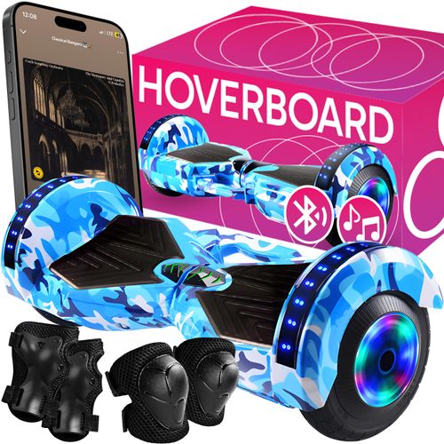 Hoverboard 8 Zoll Elektroroller mit Bluetooth Smart Scooter Elektro Balance Hoverkart Kinder Jugendliche und Erwachsene LED Skateboard 500W Retoo