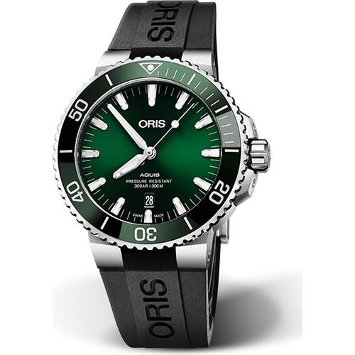 Oris 01 733 7730 4157-07 4 24 64EB Aquis Date Automatik grün schwarz Herren Uhr