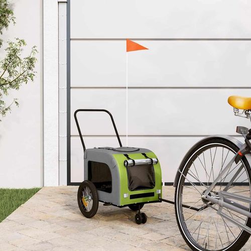 Fahrradanhänger für Haustiere mit Speicher Grün und grau