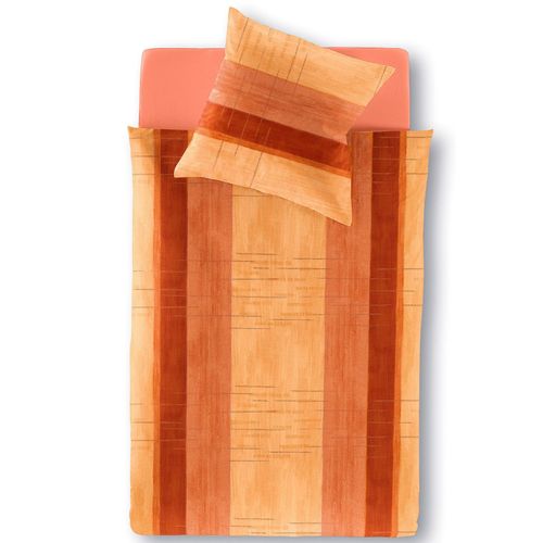 Bettwäsche IRISETTE Gr. 1, orange (terrakotta), B/L: 135cm x 200cm, 2-teilige Garnitur St., 2-teilige Garnitur St., Feinbiber, B/L: 80cm x 80cm, Feinbiber, 100% Baumwolle, Bettwäsche
