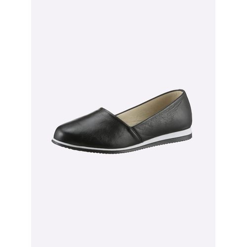 Slipper HEINE, Damen, Gr. 36, schwarz, Leder, Leder, sportlich, Schuhe