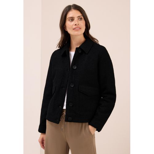 Fellimitatjacke CECIL, Damen, Gr. XXL (46), schwarz, Stoff, Obermaterial: 100% Polyester; Futter: 100% Polyester, unifarben, normal normal, V-Ausschnitt, Bündchen, Jacken, mit Knopfleiste