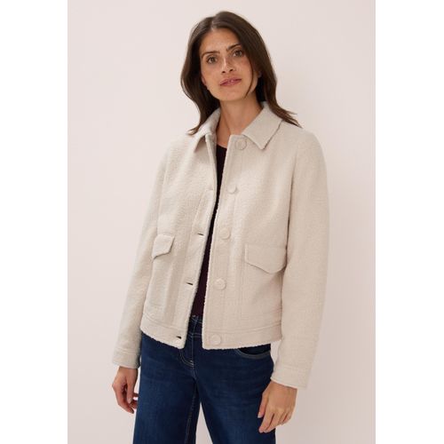 Fellimitatjacke CECIL, Damen, Gr. XXL (46), weiß (teddy vanilleweiß), Stoff, Obermaterial: 100% Polyester; Futter: 100% Polyester, unifarben, normal normal, V-Ausschnitt, Bündchen, Jacken, mit Knopfleiste