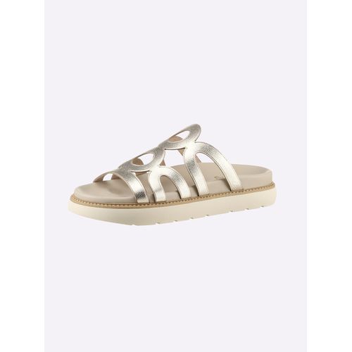 Pantolette HEINE, Damen, Gr. 41, gold (goldfarben), Glattleder, Rindsleder, Modisch, Schuhe
