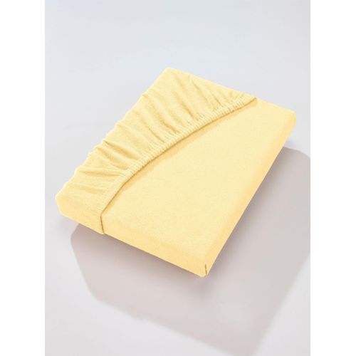 Spannbettlaken WÄSCHEPUR Gr. 3, gelb (vanillegelb), B:140-160cm L:200cm, Frottee, 80% Baumwolle, 20% Polyester, Laken