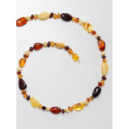 Perlenkette LADY, braun (bernstein), Halsketten, Damen, 60+7 Verläng., Glas