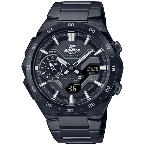 Smartwatch CASIO EDIFICE, schwarz, Smartwatches, Quarzuhr,Armbanduhr,Herrenuhr,Stoppfunktion,Bluetooth,Edelstahlarmband