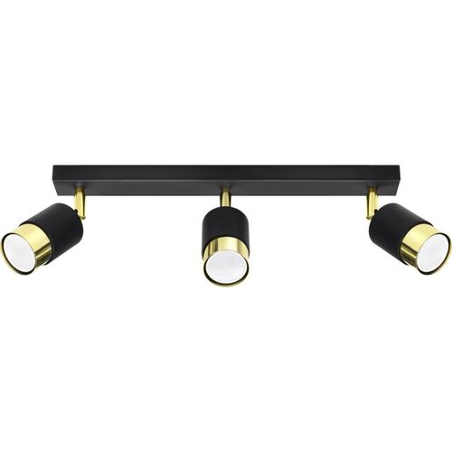 Deckenleuchte NERO 3 schwarz/gold 3xGU10 40W Stahl 18x5x45cm Sollux Lighting