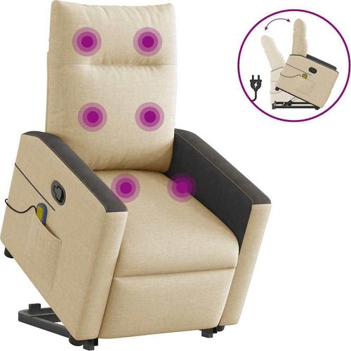 Massagesessel mit Aufstehhilfe Creme Stoff, Klassische Sessel Design Möbel