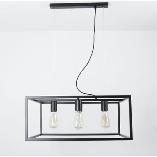Schwarze Hängelampe FRAME Bauhaus Metall 4-flammig Pendelleuchte Esstisch Wohnzimmer