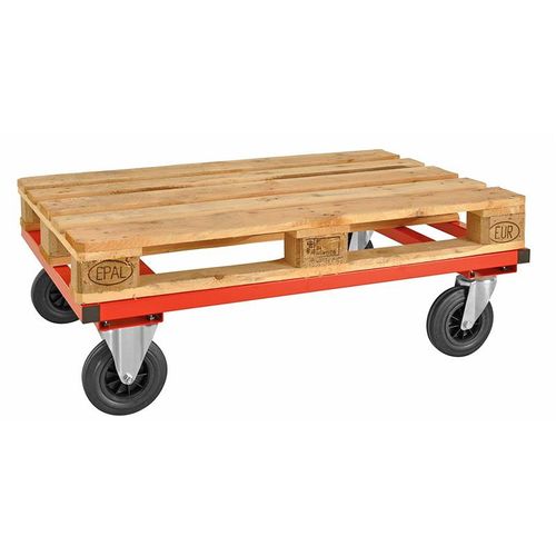 Paletten-Fahrgestell, niedrig, 1.200 x 1.000 x 305 mm, Traglast: 800 kg - Rot