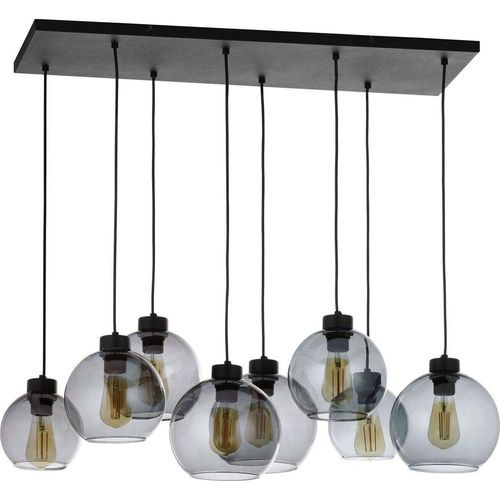 Längliche Pendelleuchte in Schwarz Graphit Modern Glas Metall elegant 8-flmg E27 Esszimmer Lampe KALETE