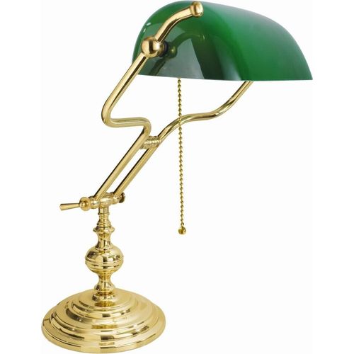 Bankerlampe mit Zugschalter vergoldet verstellbar E27 Schreibtischlampe Tischleuchte