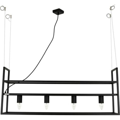 Pendelleuchte Schweberegal B: 102 cm Schwarz Metall 5x E27 Hängelampe Esstisch Küche