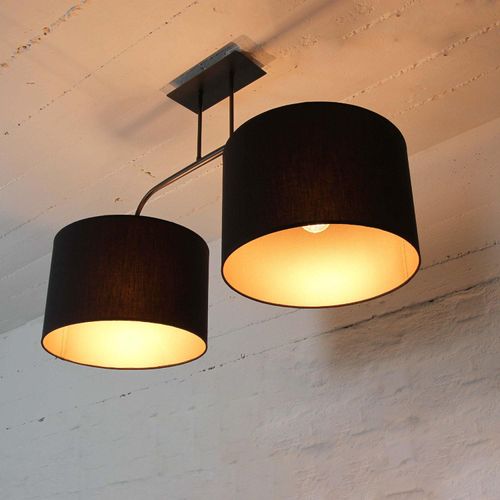 Deckenleuchte Modern ALICE Schwarz Gold Stahl 2-flammige Deckenlampe Wohnzimmer Schlafzimmer Flur