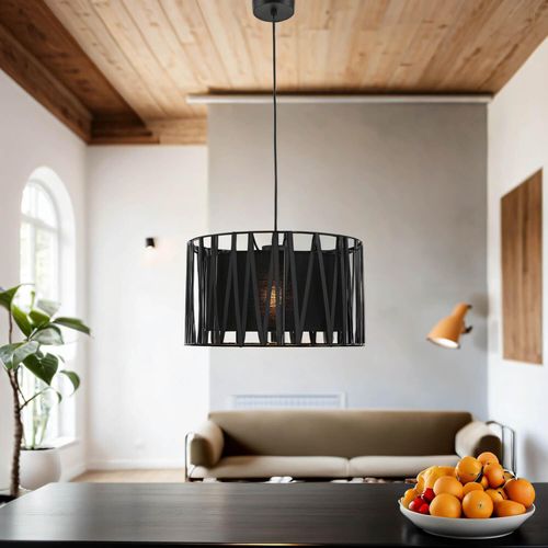 Pendelleuchte Schwarz Modern Ø40cm Doppelschirm E27 Hängelampe Wohnzimmer Esszimmer