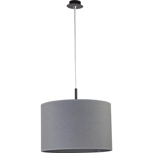 Pendelleuchte Modern ALICE Grau Metall Stoffschirm E27 wohnliche Hängelampe Esszimmer Esstisch