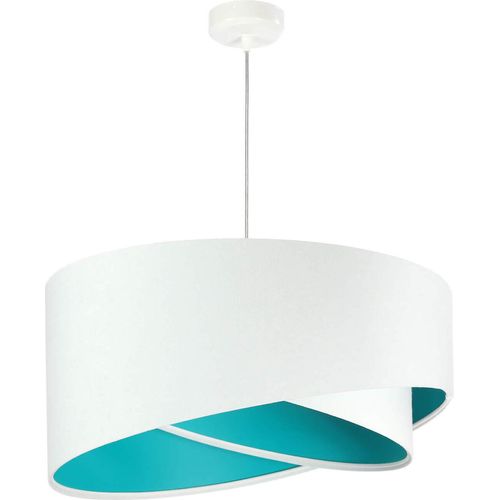 Pendelleuchte Weiß Türkis Ø50cm Stoffschirm Modern E27 Hängelampe Schlafzimmer Wohnzimmer