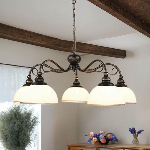 Pendelleuchte Braun antik 3-flammig Wohnzimmer Esszimmer Jugendstil wohnlich DELMARE Hängelampe