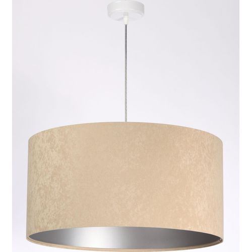 Stoff Pendelleuchte AYLMER in Beige Silber Velours Optik Ø50cm Schlafzimmerlampe Wohnzimmerlampe
