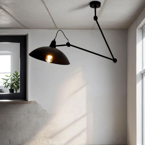 Deckenlampe Wohnzimmer Wohnraumleuchte Schwarz Metall höhenverstellbar flexibel Gelenke Leselampe Decke