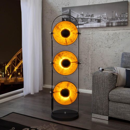Stehlampe E27 130 cm Schwarz Edelstahl Retro Standleuchte