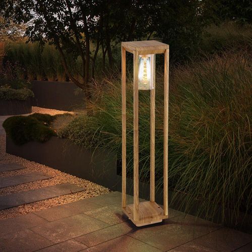 Außenleuchte, Stehlampe, ALU, Holzoptik, H 80 cm