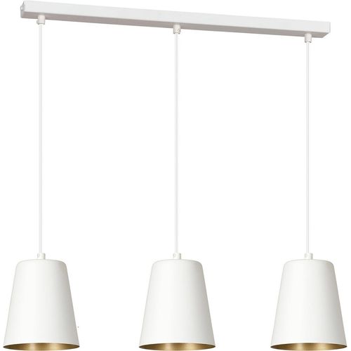 Hängelampe Esstisch Weiß Gold Metall 3-flammig Retro E27 Esszimmer Lampe Beleuchtung Pendelleuchte