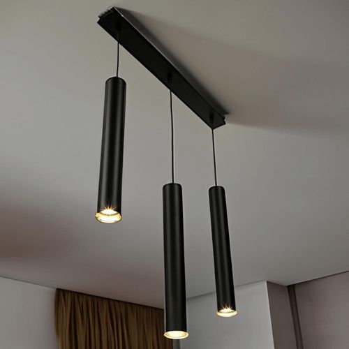 Pendelleuchte 3 flammig Esstisch Esszimmer Metall Schwarz Zylinder Hängelampe