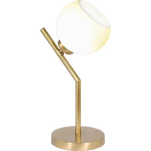 Tischleuchte E27 Weiß Bronze aus Glas Echt-Messing Vintage Tischlampe