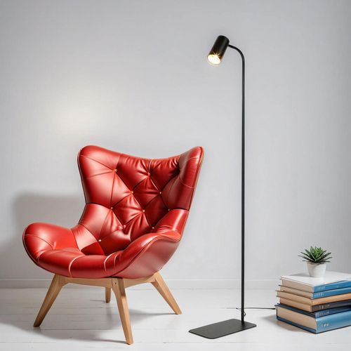 Standleuchte GU10 126 cm Schwarz Metall Modern Stehlampe Leselampe