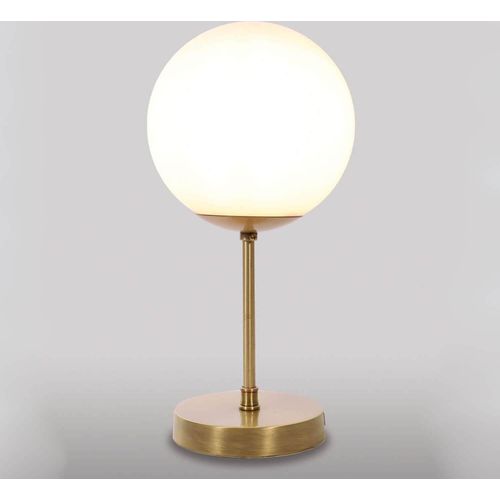 Tischleuchte E14 Weiß Bronze Glas Kugelschirm Messing massiv Vintage Tischlampe