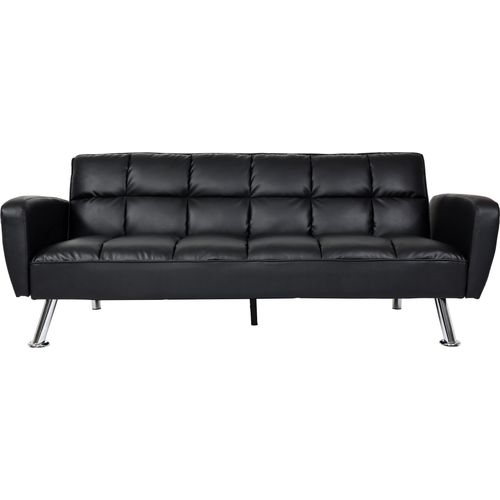 Sofa HWC-K19, Couch Schlafsofa Gästebett Bettsofa Klappsofa, Nosagfederung Schlaffunktion 203cm Kunstleder schwarz
