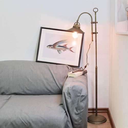 Standleuchte Bronze E27 130 cm Messing massiv Wohnzimmer Stehlampe