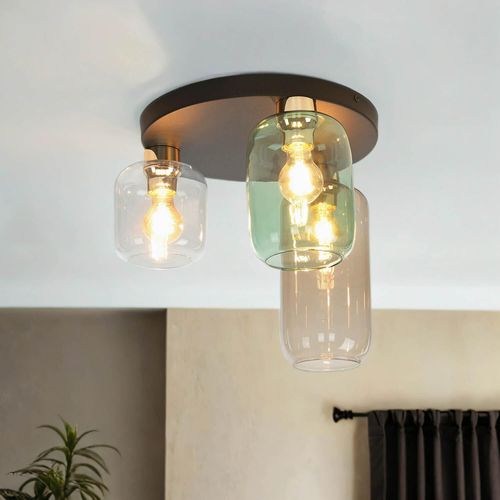 Deckenlampe Glas Metall Jugendstil Ø 44 cm Wohnzimmer Flur Deckenleuchte