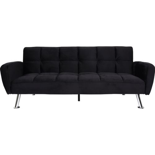 Sofa HWC-K19, Couch Schlafsofa Gästebett Bettsofa Klappsofa, Nosagfederung Schlaffunktion 203cm Samt schwarz