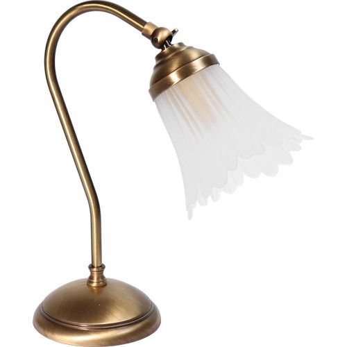Schreibtischlampe 30 cm E14 Bronze Glas Messing Floral Tischleuchte