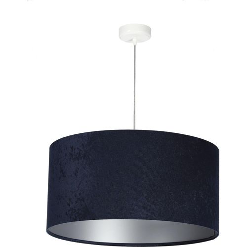 Pendelleuchte Blau Silber rund Ø 50 cm Stoff in Velours Optik verstellbar E27 Hängelampe Schlafzimmer Wohnzimmer Esszimmer