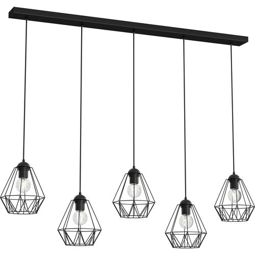 Pendelleuchte Schwarz 120 cm lang 5-flammig E27 groß Retro Hängelampe Esstisch Küche Wohnzimmer